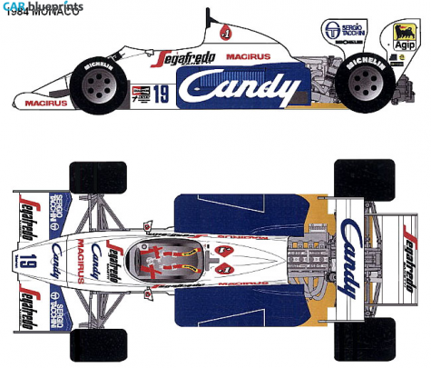 1984 Toleman TG184 Hart Monaco GP F1 OW blueprint