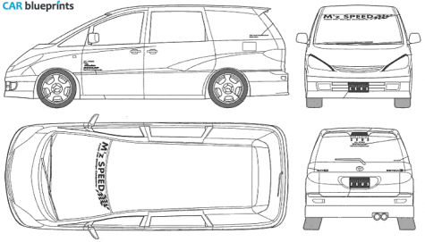 1999 Toyota Estima Aeras Zeus Minivan blueprint