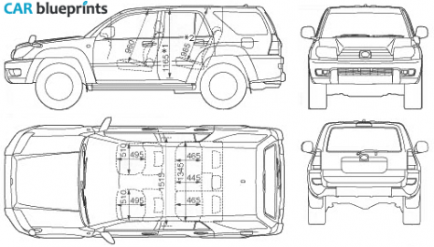 2005 Toyota 4Runner Hilux Surf SUV blueprint