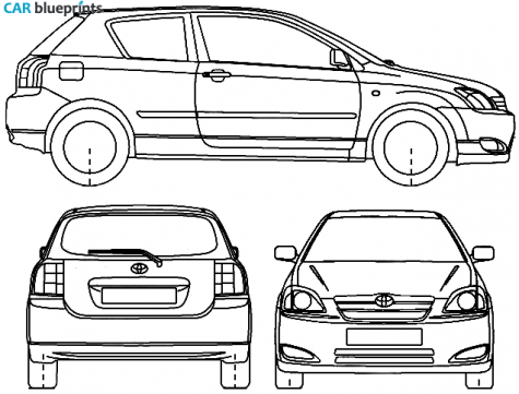 2006 Toyota Corolla IX E120 Alex 3-door Hatchback blueprint