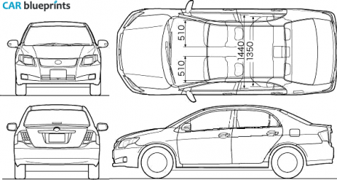 2006 Toyota Corolla Axio E140 Sedan blueprint