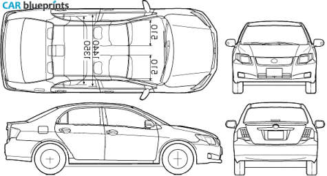 2007 Toyota Axio E140 Sedan blueprint