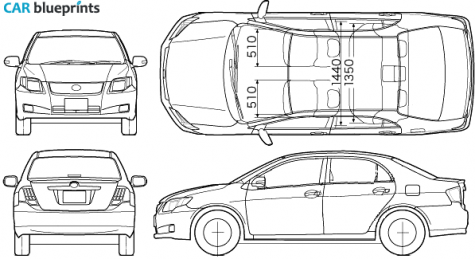 2007 Toyota Axio E140 Sedan blueprint