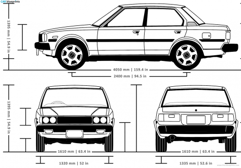 1979 Toyota Corolla KE70 Sedan blueprint