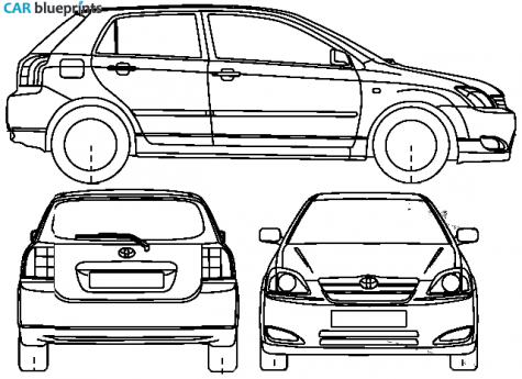 2006 Toyota Corolla IX E120 5-door Hatchback blueprint