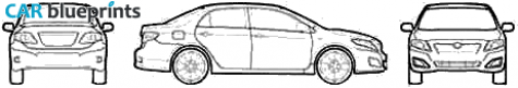 2007 Toyota Corolla X E140 Sedan blueprint