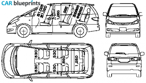 2005 Toyota Estima Minivan blueprint