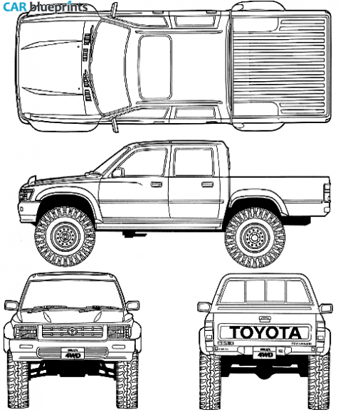 1992 Toyota Hilux V Double Cab 4x4 Truck blueprint