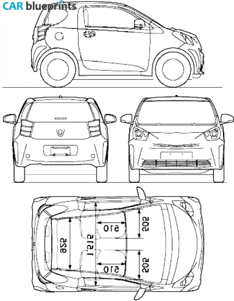 2009 Toyota iQ Hatchback blueprint