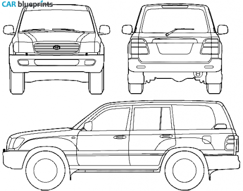 2007 Toyota Land Cruiser 100 SUV blueprint