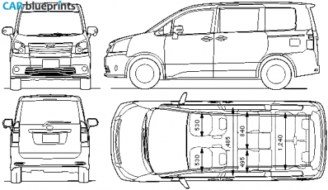 2009 Toyota Noah Minivan blueprint