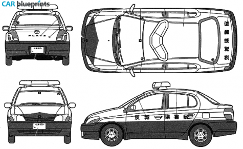 2000 Toyota Platz Patrol Car Sedan blueprint