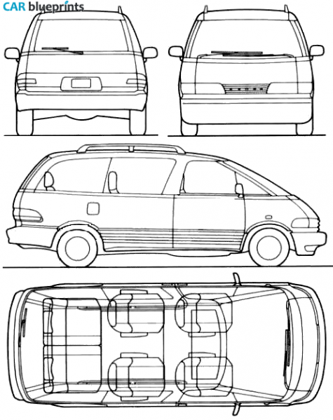 1993 Toyota Previa Minivan blueprint