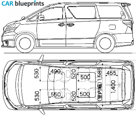 2009 Toyota Vellfire Minivan blueprint