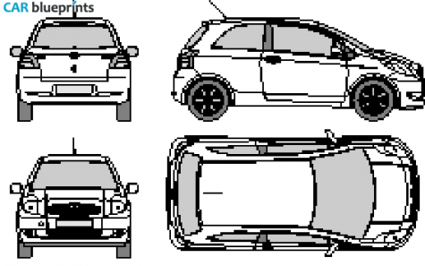 2006 Toyota Yaris II 3-door Hatchback blueprint