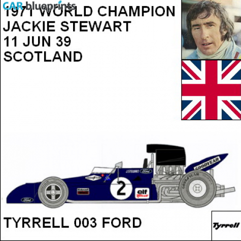 1971 Tyrrell 003 Ford F1 OW blueprint