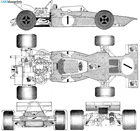 1970 Tyrrell 001 F1 OW blueprint