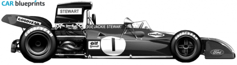 1971 Tyrrell 004 F1 GP OW blueprint