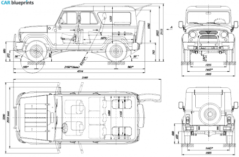 1993 UAZ 3153 SUV blueprint