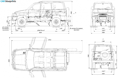 2000 UAZ 3162 SUV blueprint