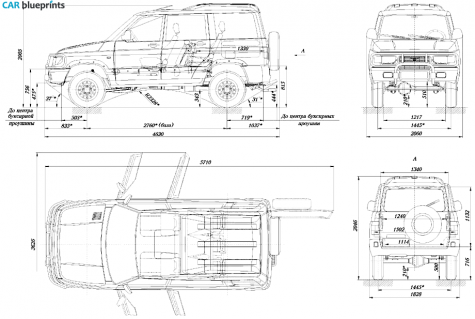 2000 UAZ 3162 VK SUV blueprint