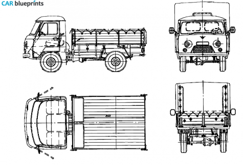 1965 UAZ 452 3305 Truck blueprint