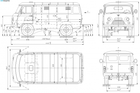 1965 UAZ 452 3741 Van blueprint