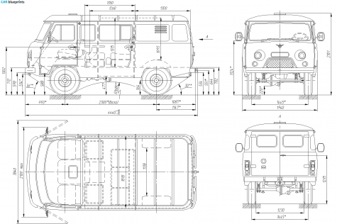 1965 UAZ 452 3909 Van blueprint