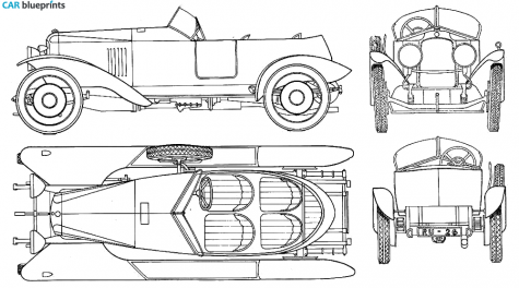 1913 Vauxhall 30/98 Wensum Cabriolet blueprint