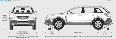 2009 Vauxhall Antara SUV blueprint