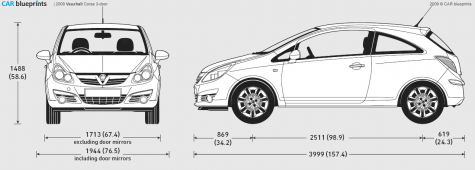 2009 Vauxhall Corsa 3-door Hatchback blueprint