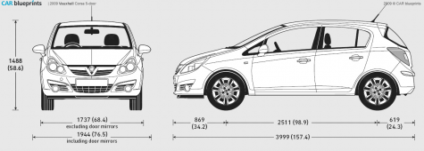 2009 Vauxhall Corsa 5-door Hatchback blueprint