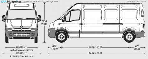 2009 Vauxhall Movano LWB High Roof Van blueprint