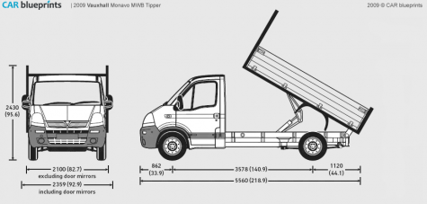 2009 Vauxhall Movano MWB Tipper Truck blueprint