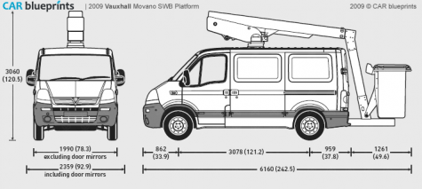 2009 Vauxhall Movano SWB Platform Van blueprint