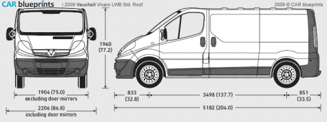 2009 Vauxhall Vivaro LWB Std Roof Van blueprint