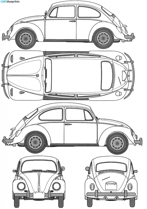 1967 Volkswagen Beetle 1200 Type 1 Sedan blueprint