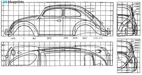 1964 Volkswagen Beetle 1200 Sedan blueprint