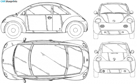 2000 Volkswagen Beetle Hatchback blueprint