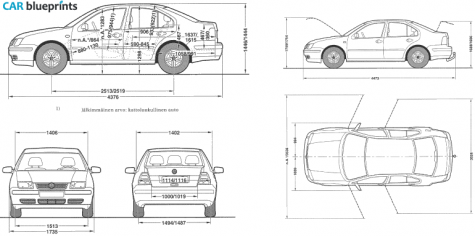 Volkswagen Bora (Typ 1J) Sedan blueprint