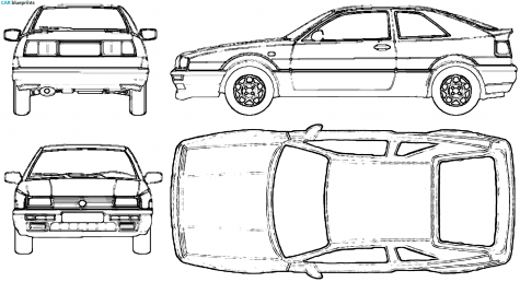 1992 Volkswagen Corrado Hatchback blueprint