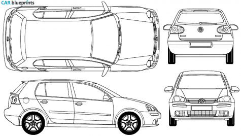 2005 Volkswagen Golf V (Mk5/A5/1K) 5-door Hatchback blueprint