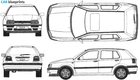 1992 Volkswagen Golf GL Mk III  5-door Hatchback blueprint