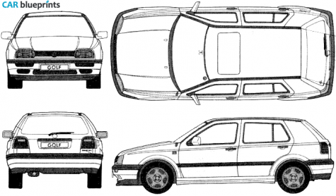 1993 Volkswagen Golf III (Mk3/A3/1H) GL 5-door Hatchback blueprint