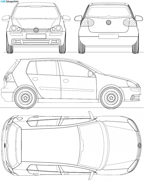 2004 Volkswagen Golf V (Mk5/A5/1K) 5-door Hatchback blueprint