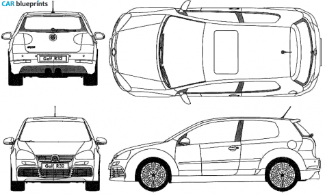 2007 Volkswagen Golf V (Mk5/A5/1K) R32 3-door Hatchback blueprint