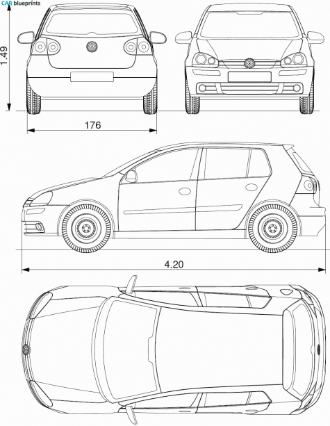 2004 Volkswagen Golf V (Mk5/A5/1K) 5-door Hatchback blueprint