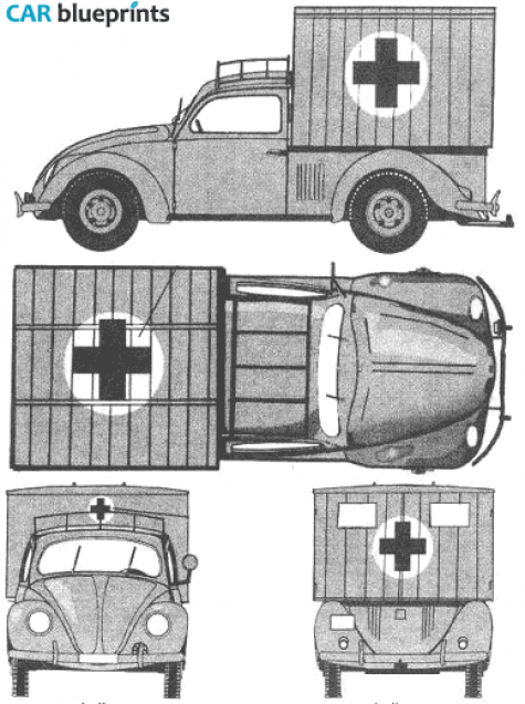 1944 Volkswagen KDF Wagen Type 93 Ambulance Pick-up blueprint