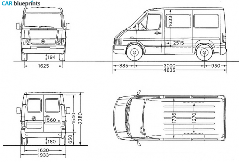 1996 Volkswagen LT 28 (Typ 2D) 3000 Van blueprint