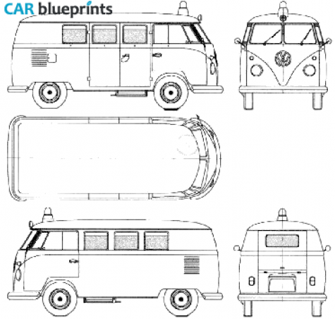 1960 Volkswagen Microbus Bus blueprint